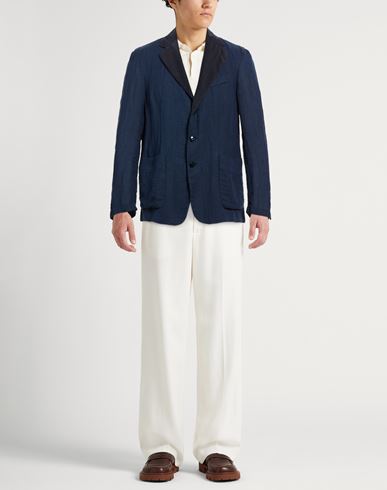 Man Blazer Navy Size 40 Linen, Cotton