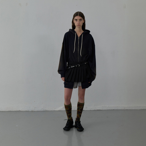 LCDC WASHED LONG ZIP-UP HOODIE