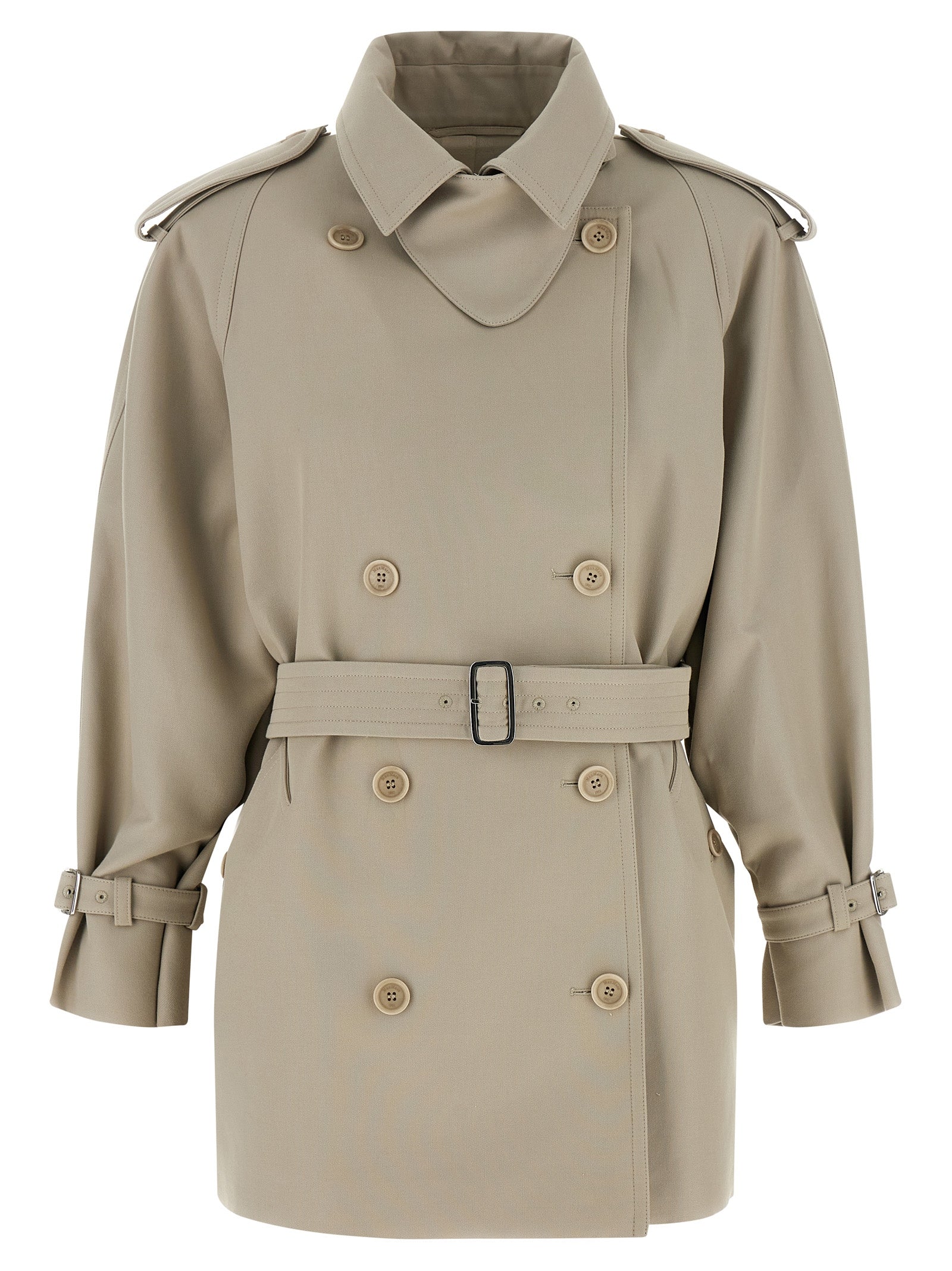 Double-Breasted Cotton Trench Coat — Beige