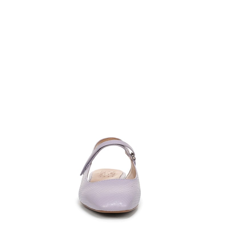 Connie Mary Jane Slingback Flat Shoes, Helio Lilac Snake Fuax Leather