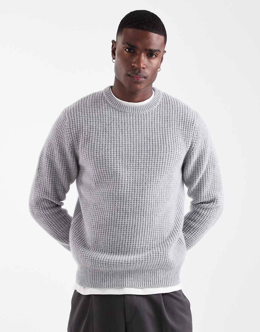 Presidio texture knit jumper in grey marl
