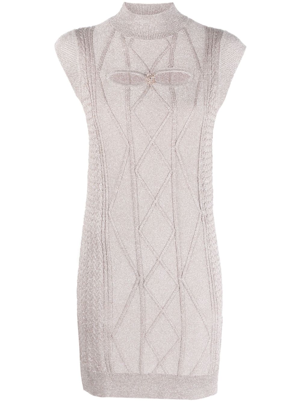 Cut-out lurex minidress - Neutrals