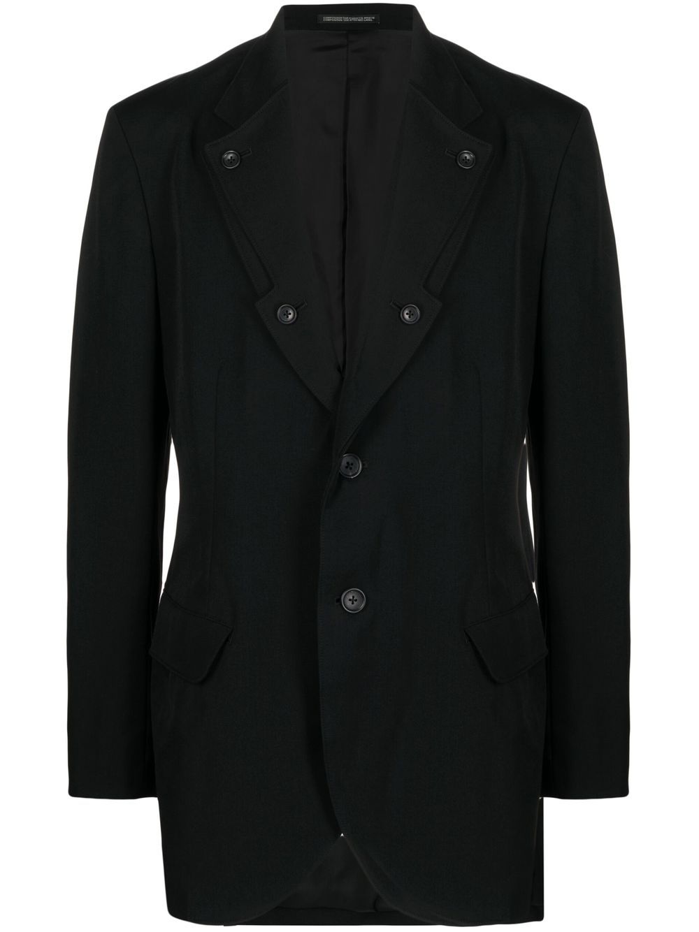 Single-breasted fitted blazer - Black