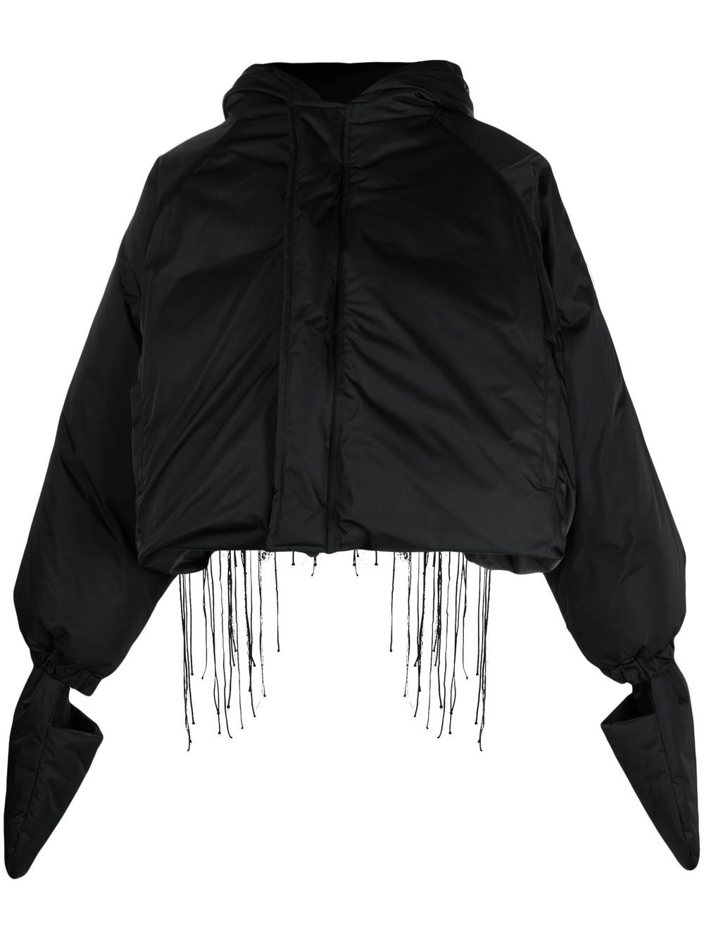 Embroidered mitten-cuff jacket - Black