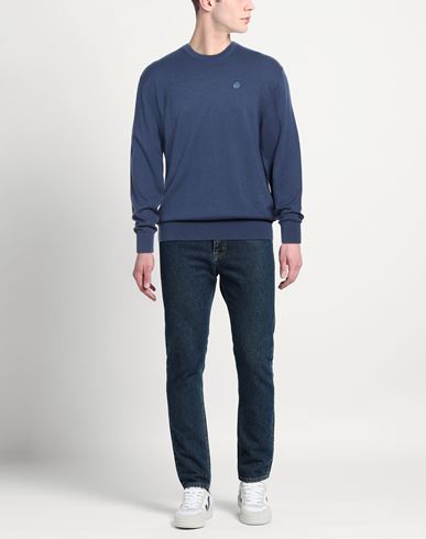 Man Sweater Slate blue Size S Cotton, Wool