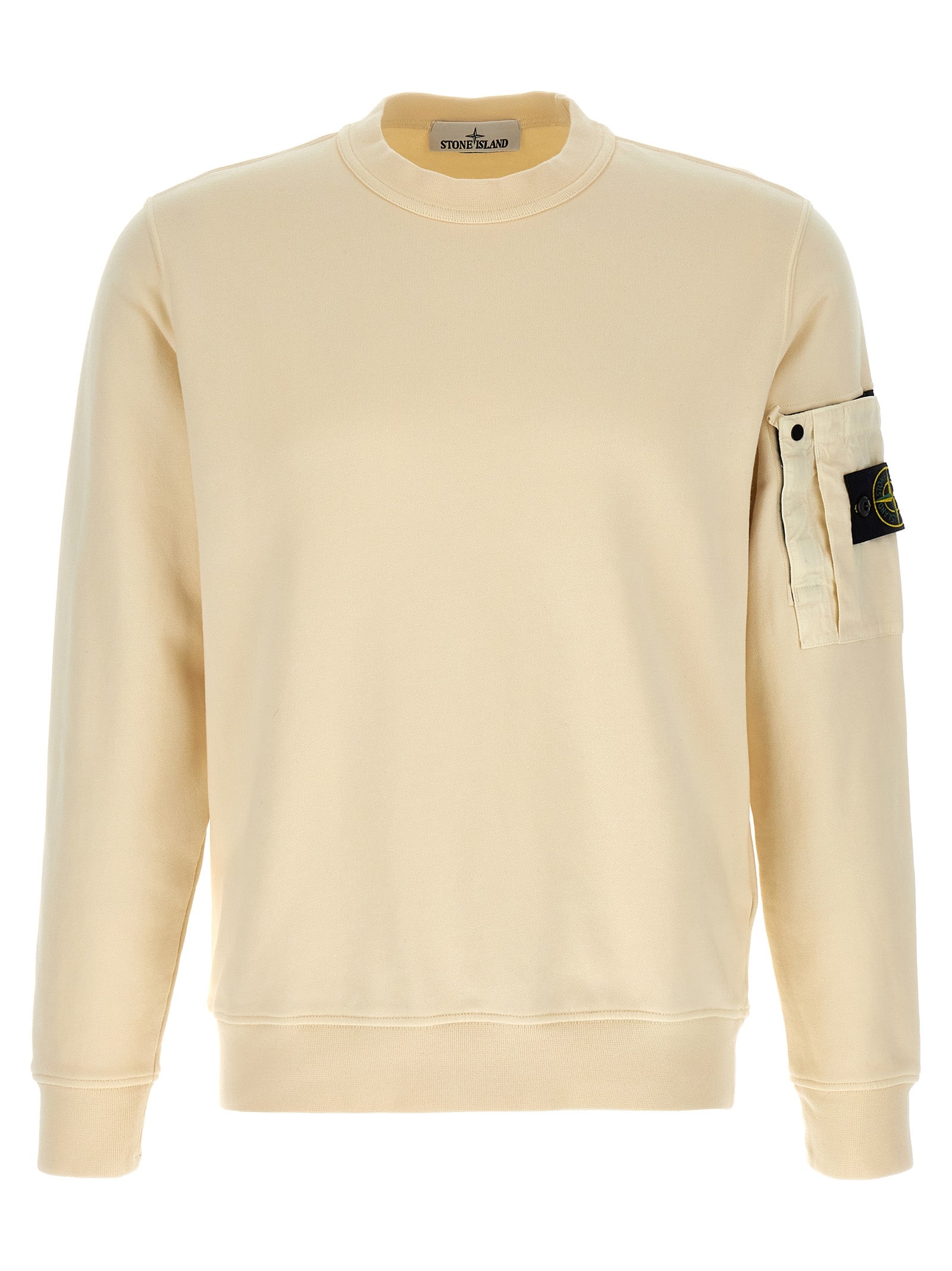 Logo Badge Cotton Sweatshirt — Beige