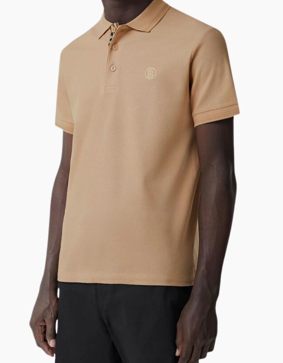 Men's Burberry Monogram Pique Polo Shirt Brown - Tan