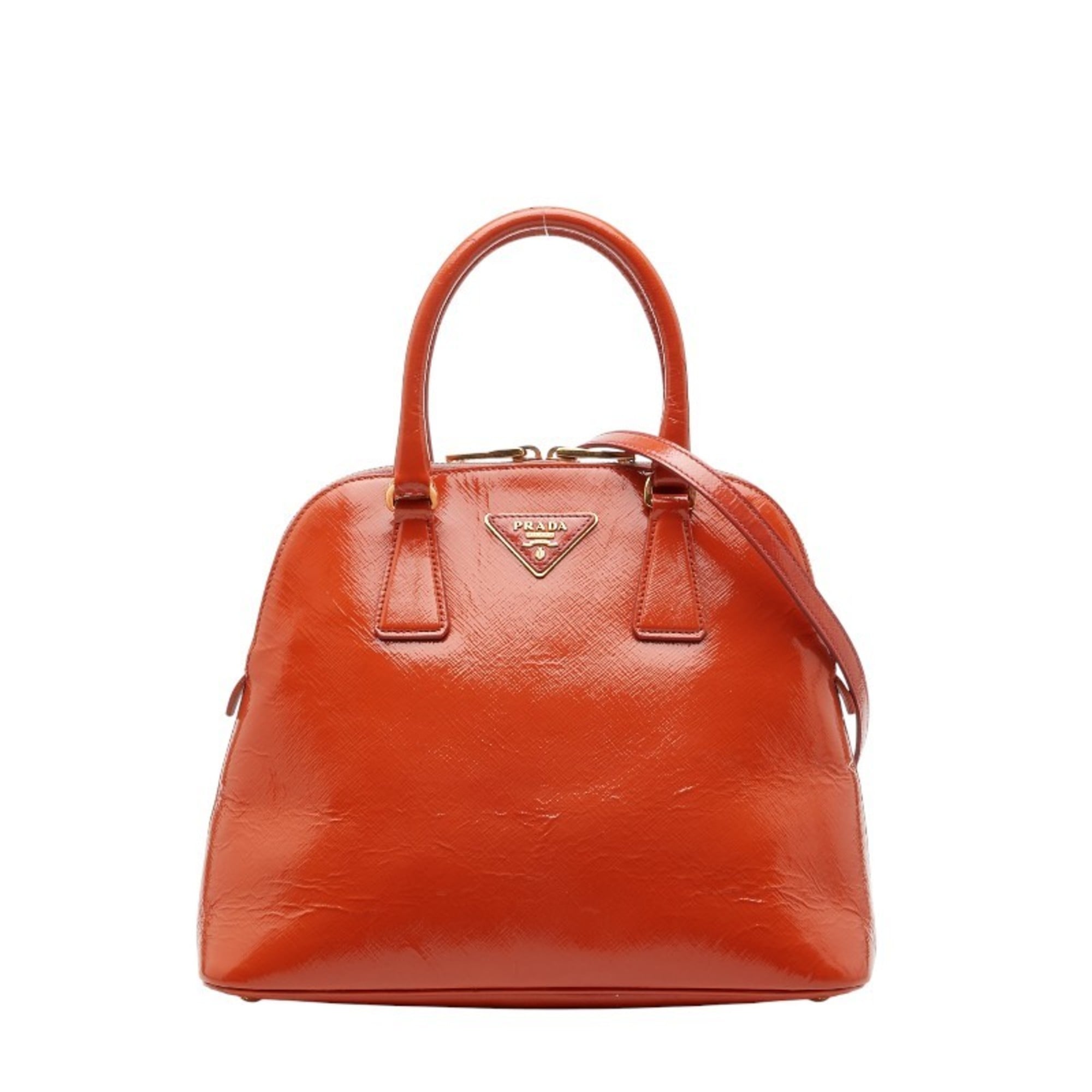 Prada Orange Leather Handbag Shoulder Bag Pre-Owned