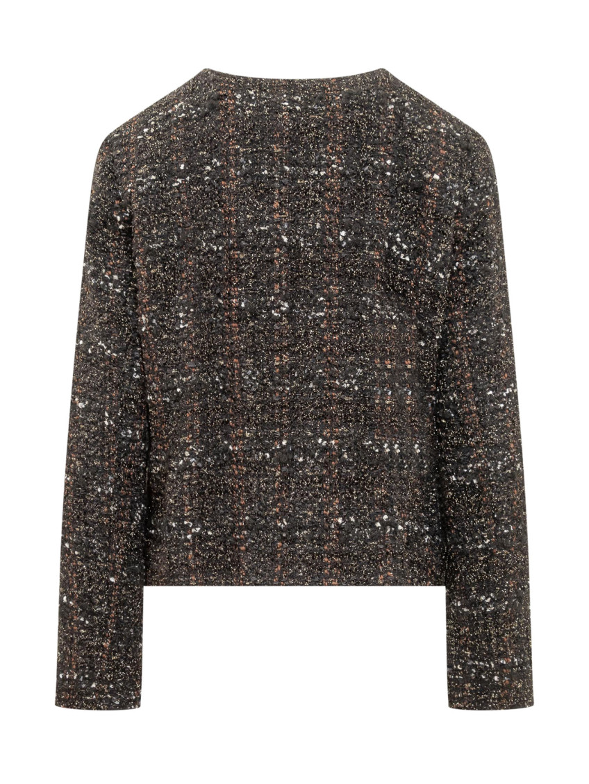 Black Textured Crew Neck Blazer