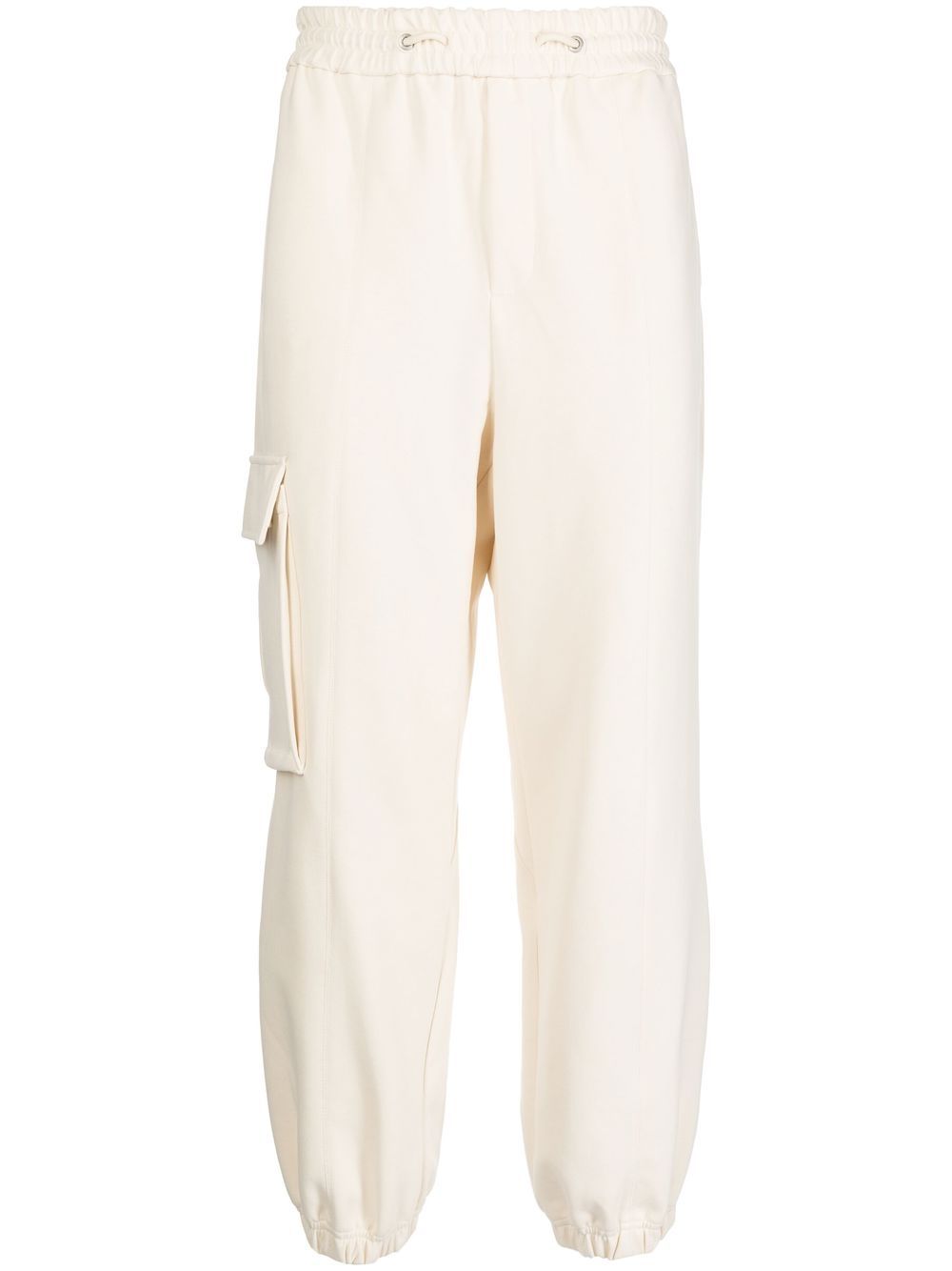 Cargo-style drawstring track pants - White