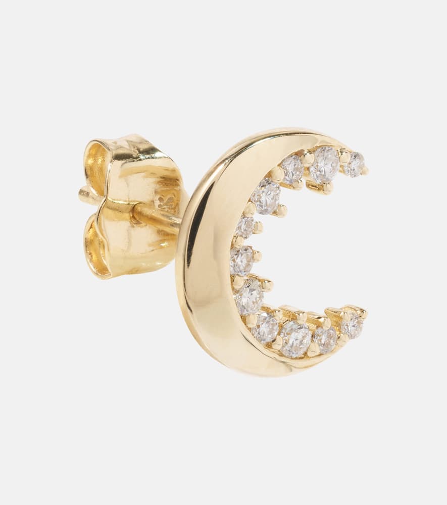 Crescent Moon 14kt gold earrings with diamonds