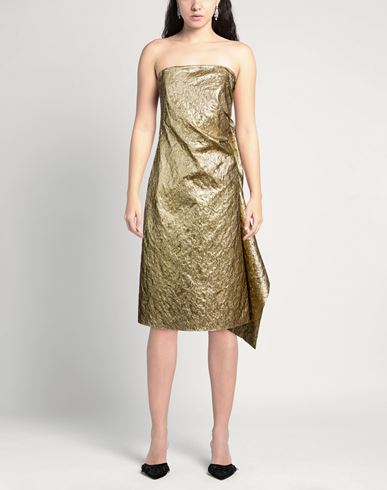Woman Midi dress Gold Size 10 Metal, Polyester, Polyamide