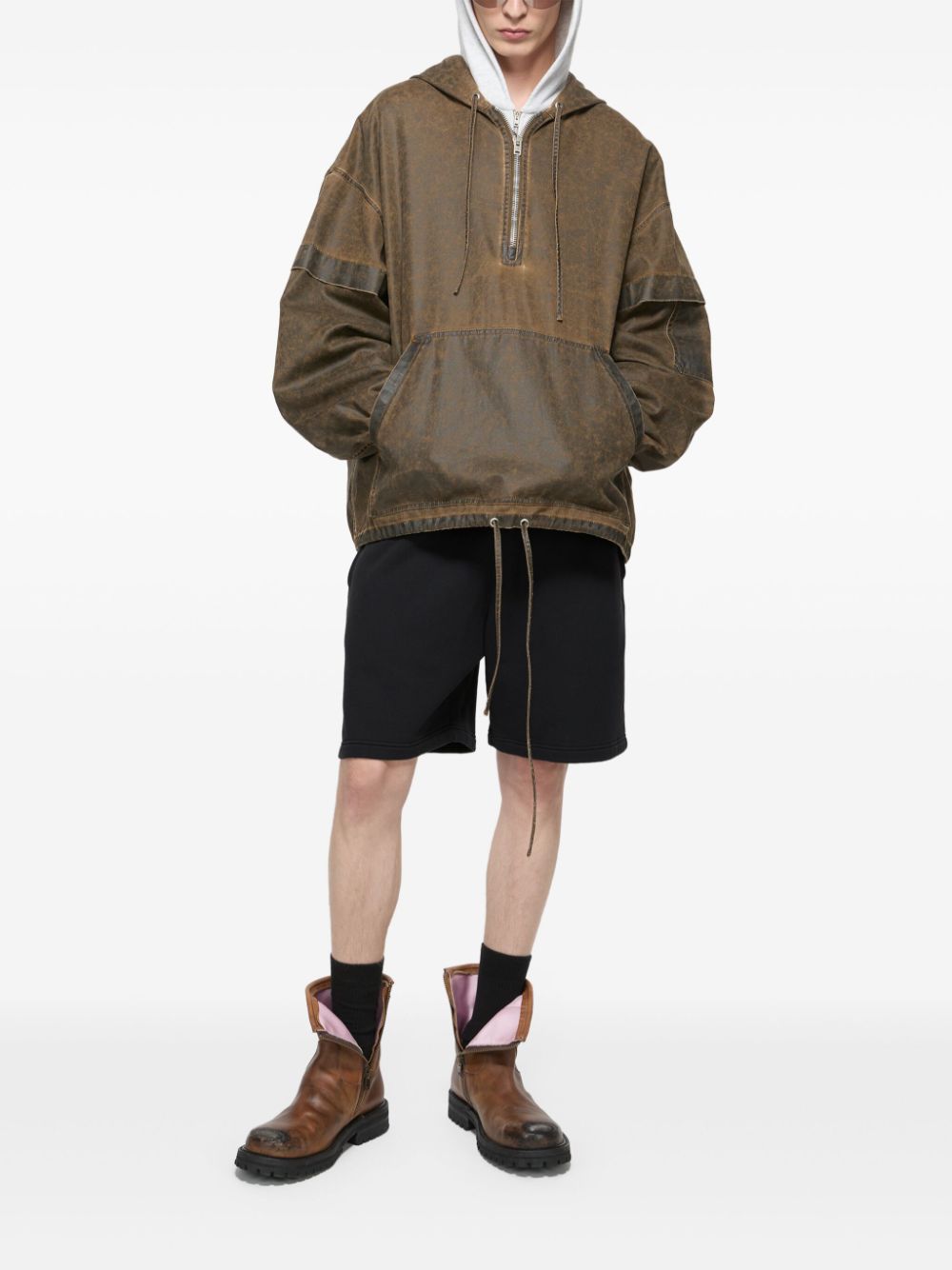 Fleece track shorts - Black