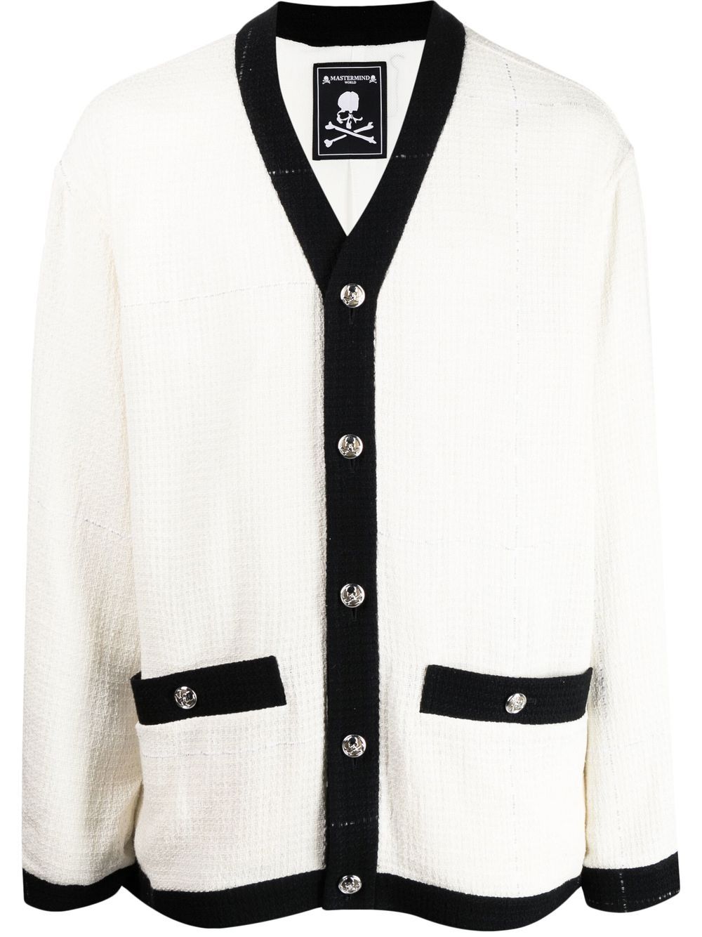 Embroidered-logo cardigan - White