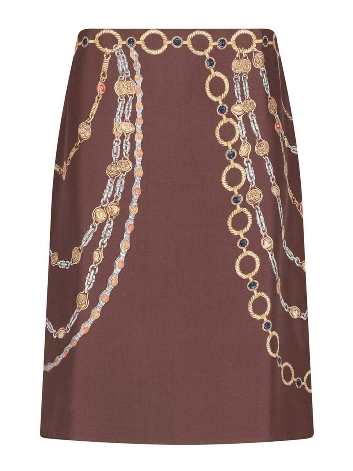 Printed silk midi skirt
