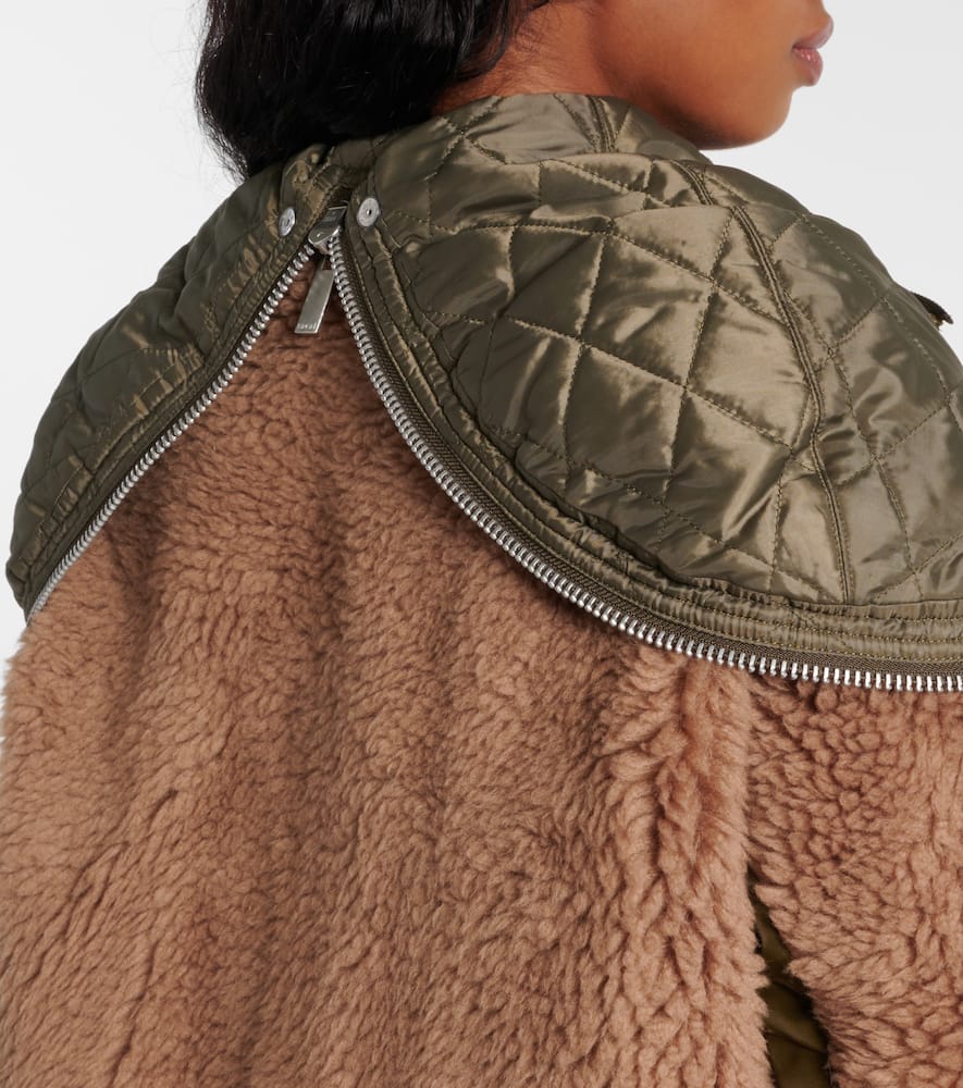 Twill-trimmed faux fur jacket