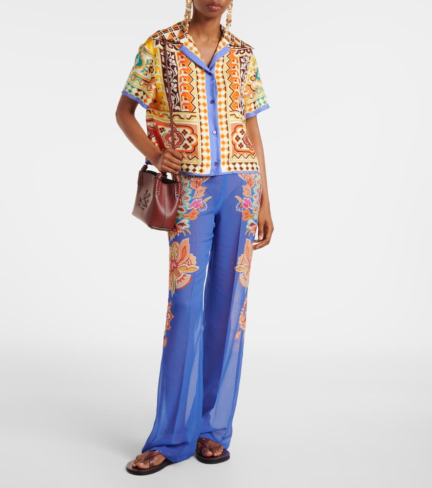 Paisley wide-leg pants