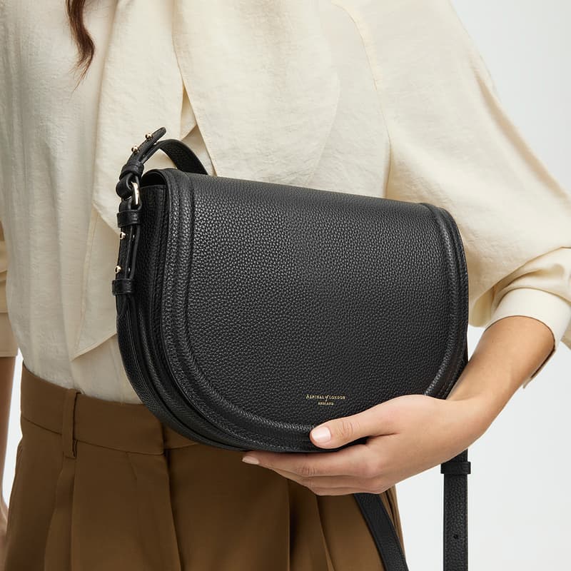 Stella Satchel Crossbody Bag in Black Pebble