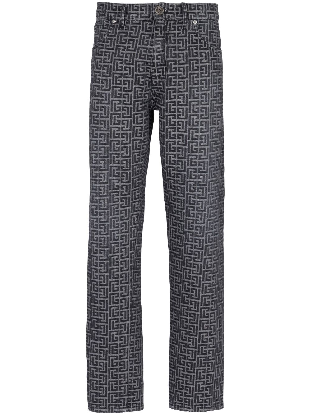 Monogram jacquard straight-leg jeans - Black