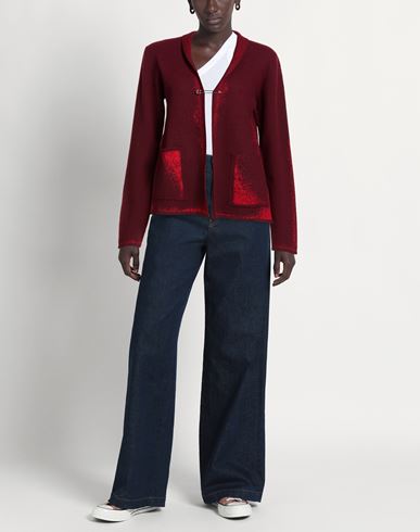 Woman Cardigan Burgundy Size 12 Virgin Wool, Viscose, Polyester