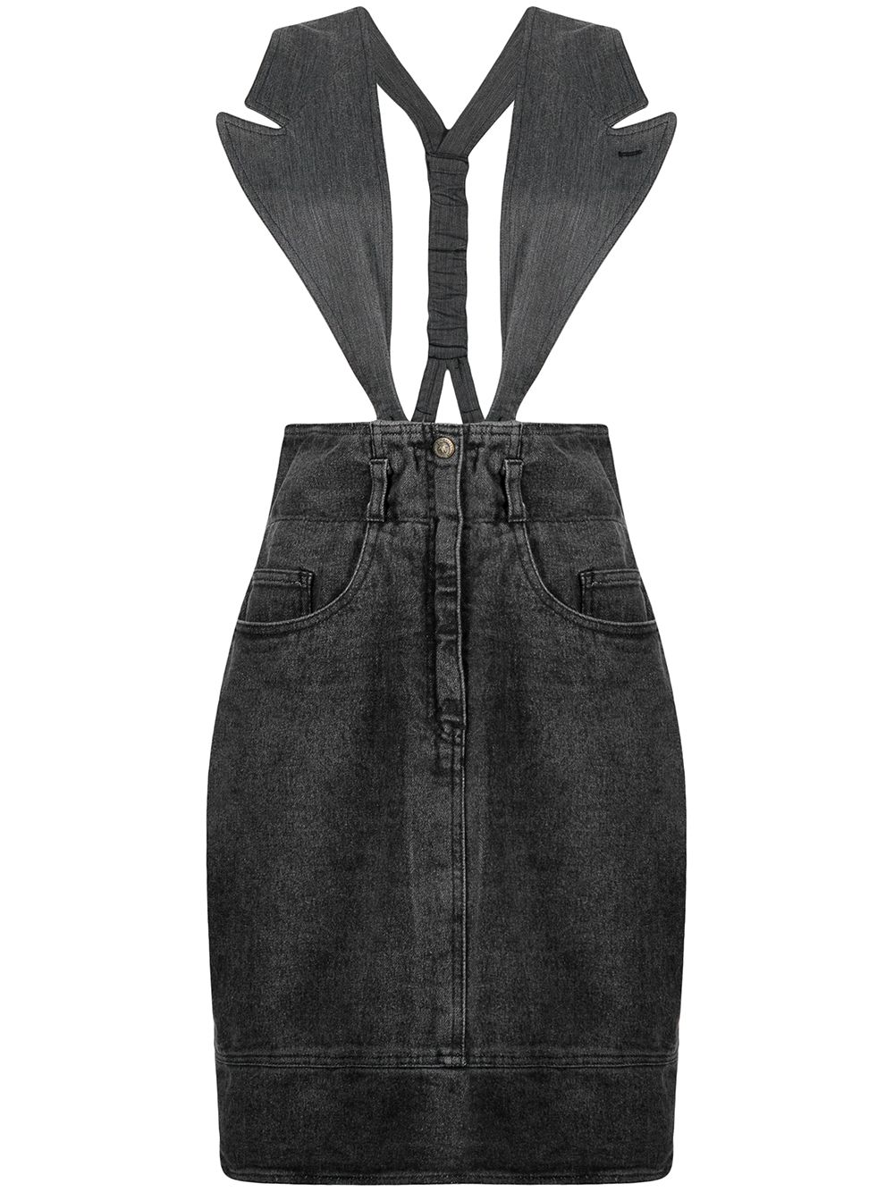 1990s detachable lapels denim skirt - Grey