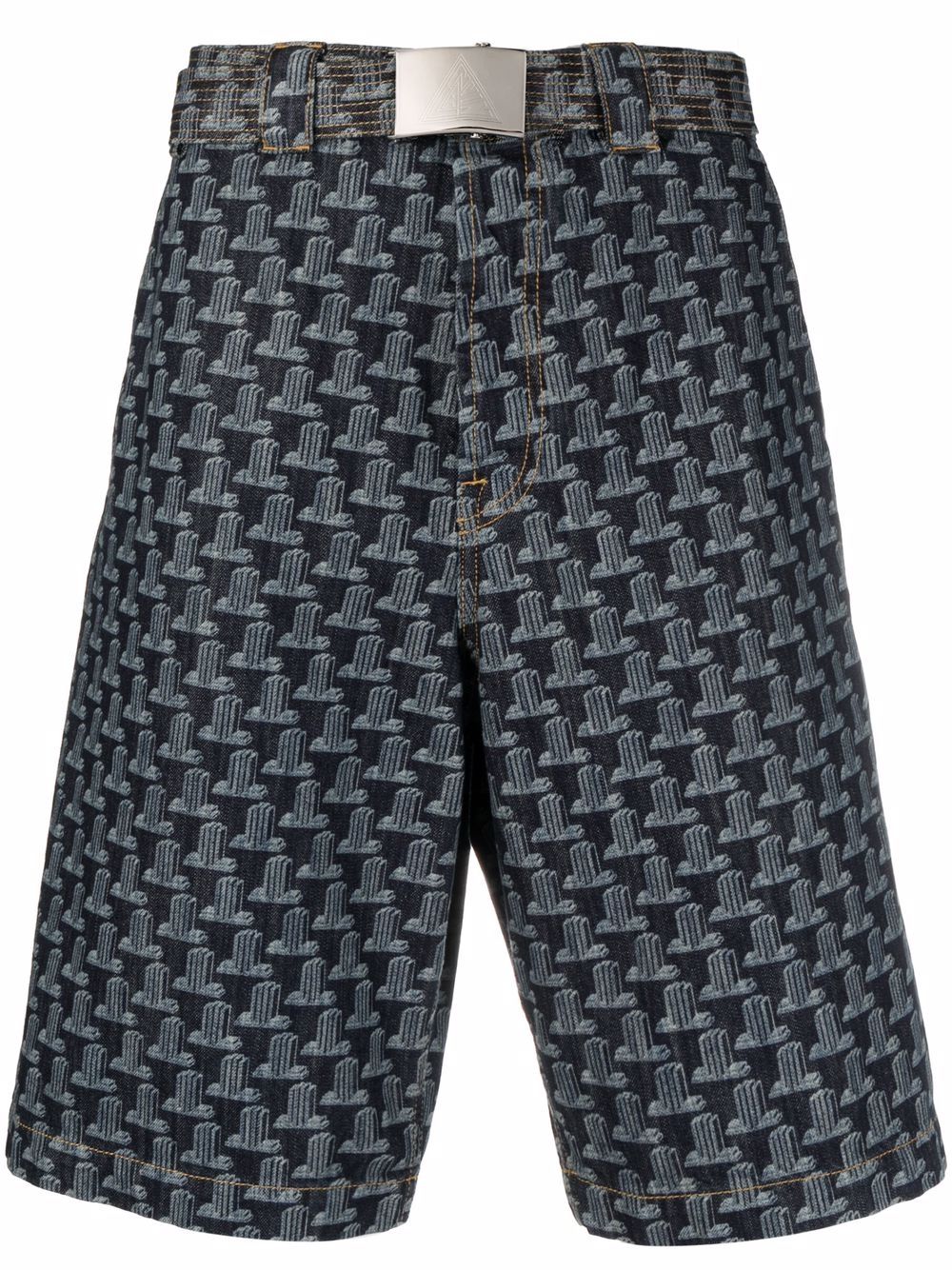 Geometric-print bermuda shorts - Blue