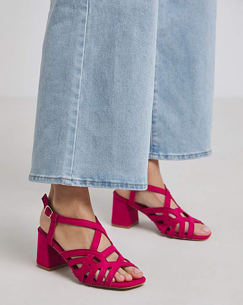 Multi Strap Block Heel Sandals Ex Wide