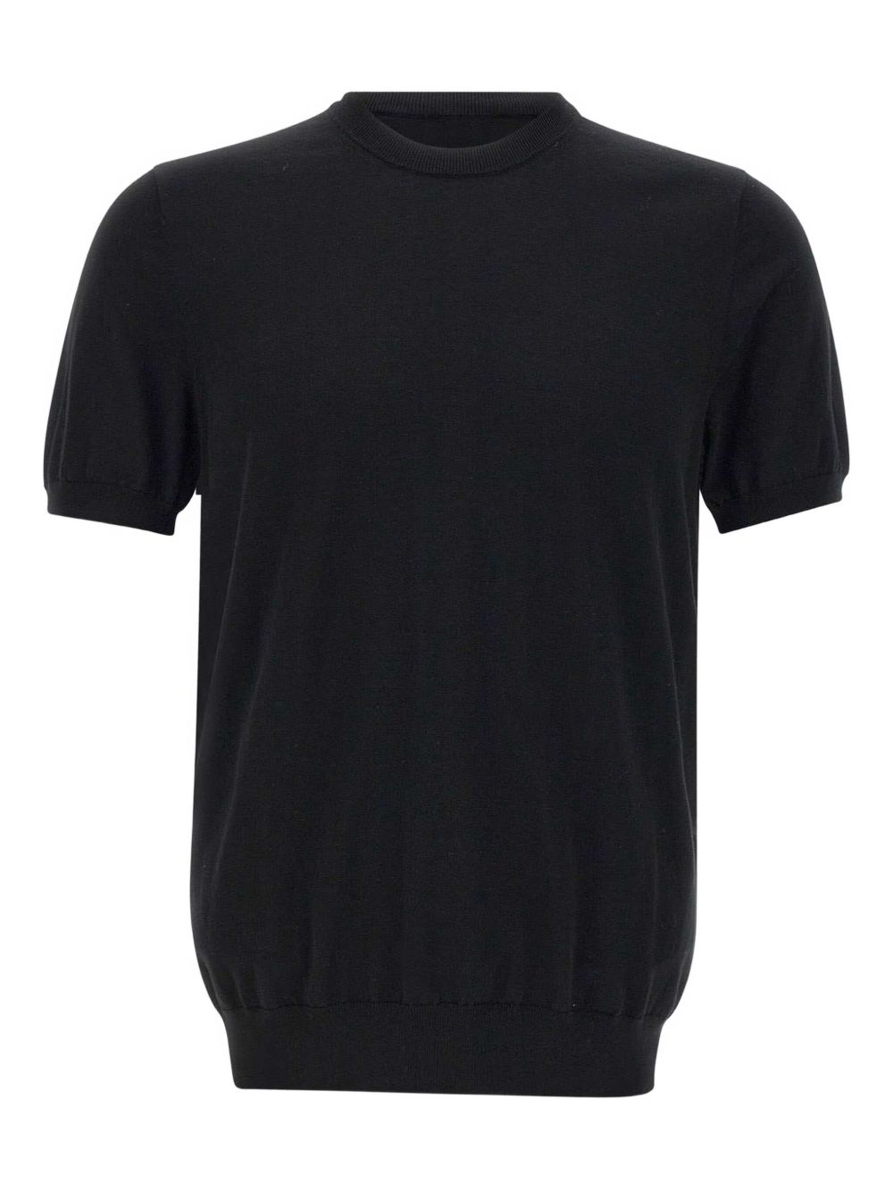 Short-sleeve ribbed sweater - Black