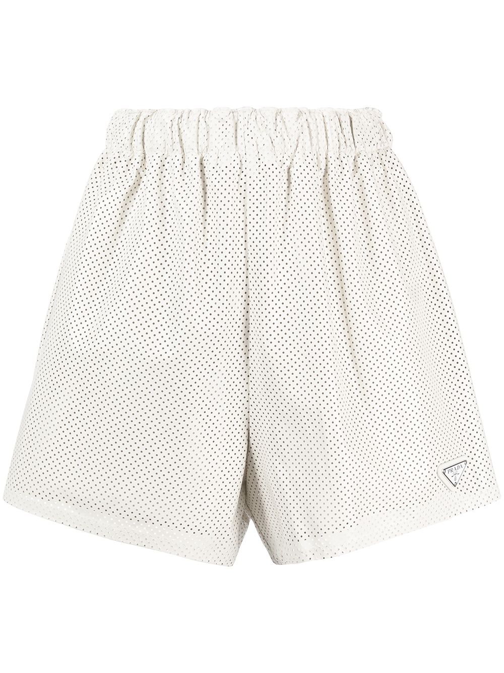 High-waisted logo-plaque shorts - White