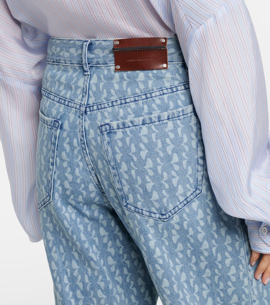 Printed wide-leg jeans