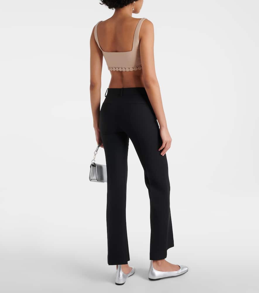 Scalloped cotton-blend bra top