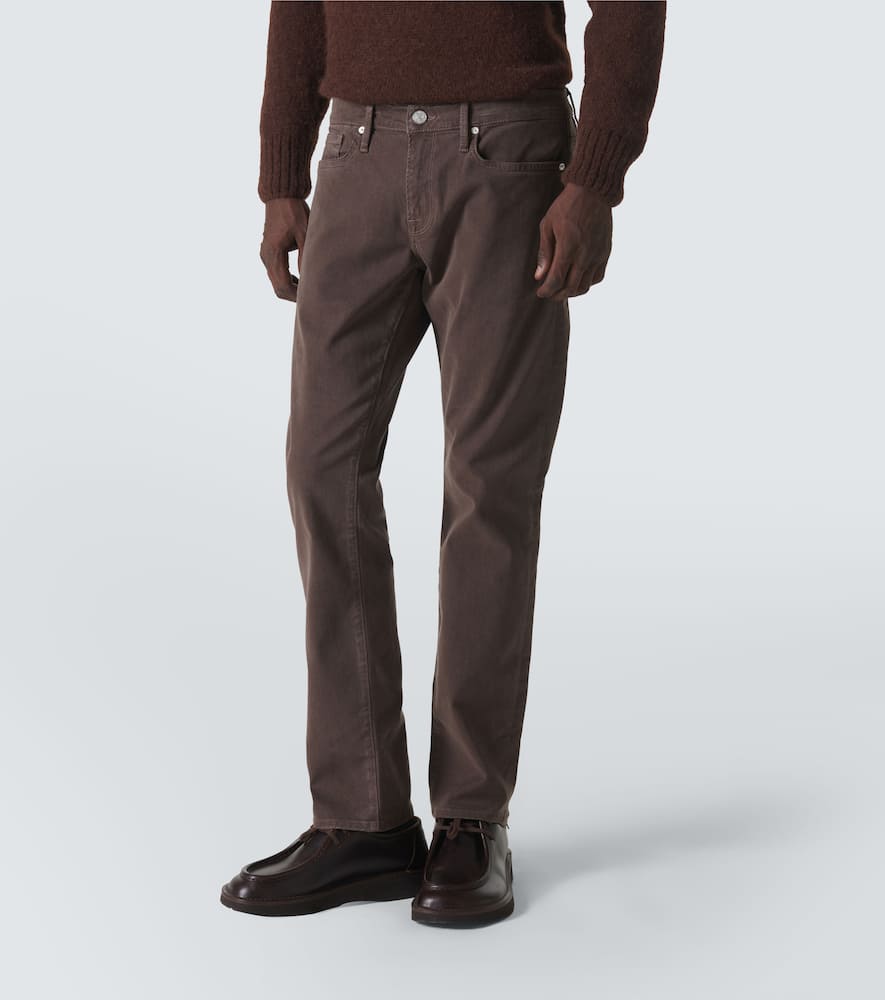 Mid-rise twill slim pants