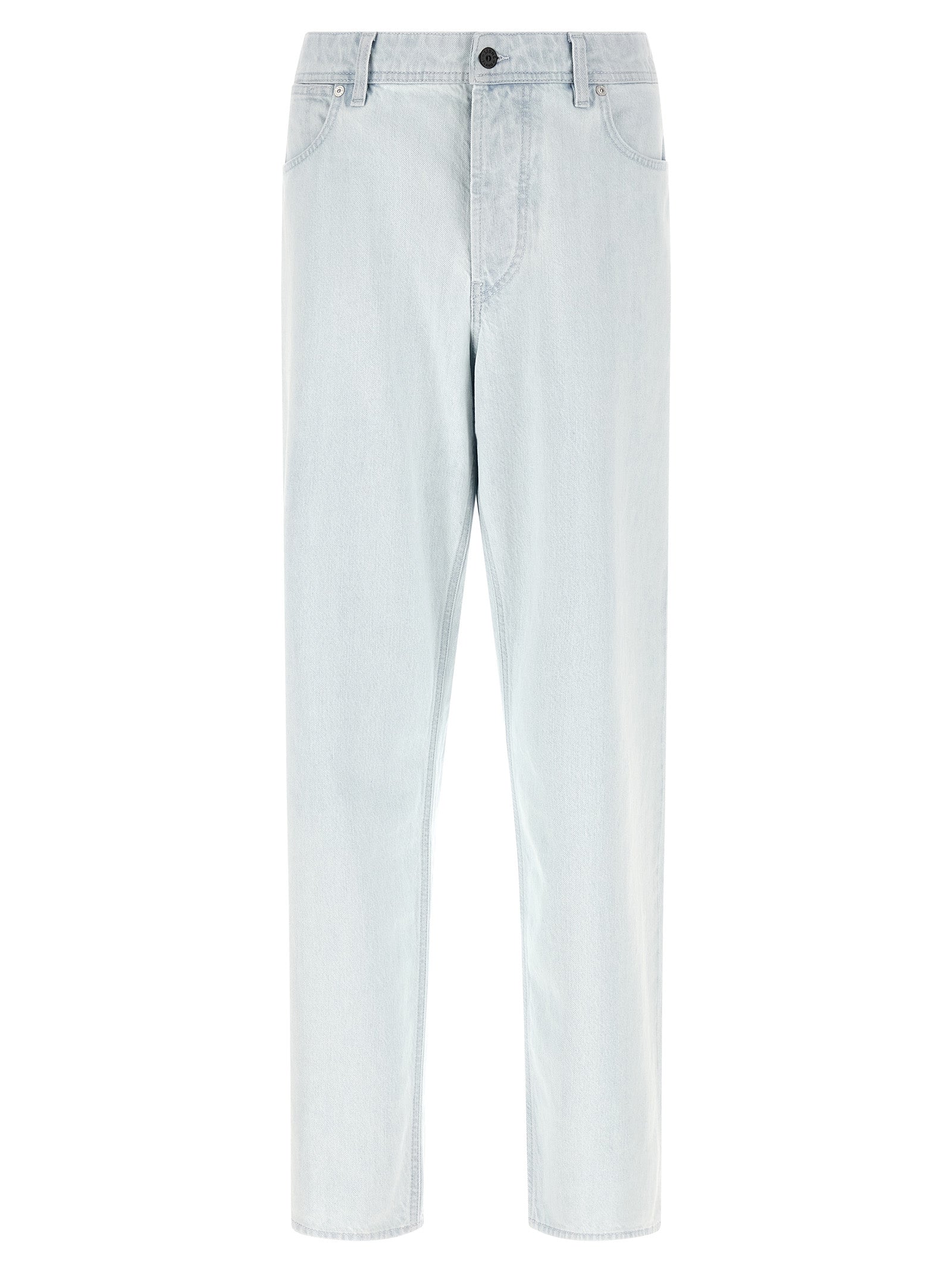 Bleached Cotton Straight-Leg Jeans — Blue