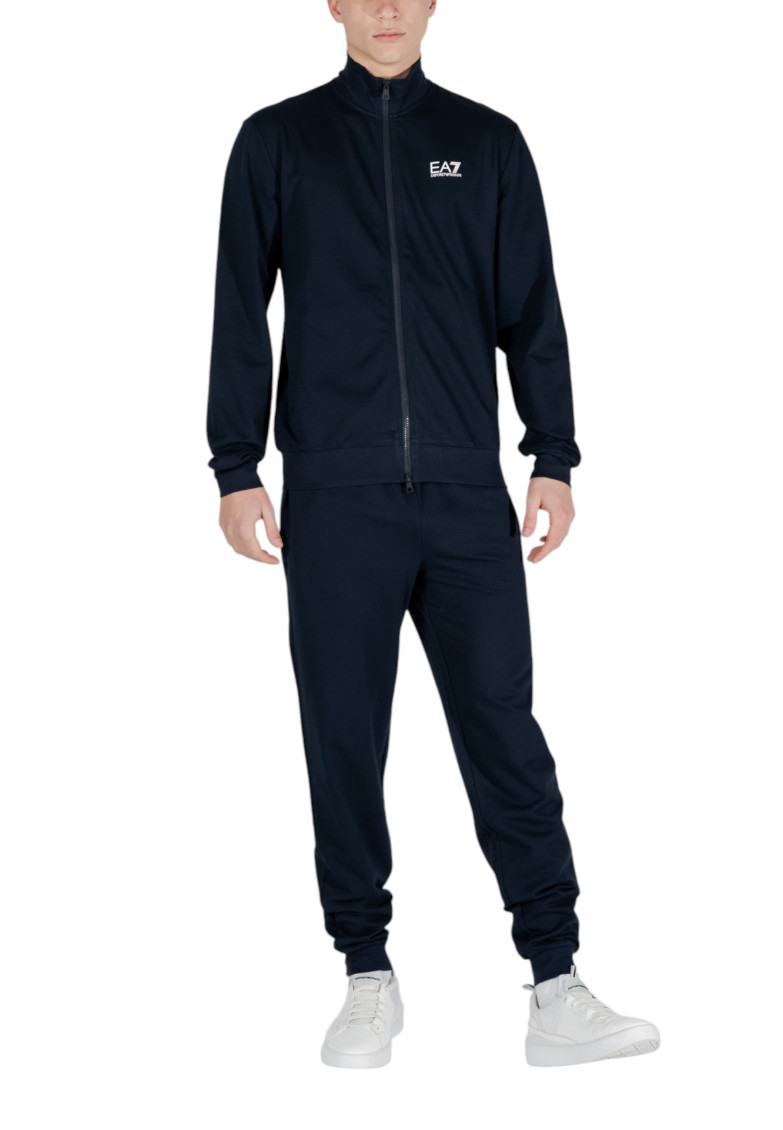 Dark Blue Cotton Solid Tracksuit