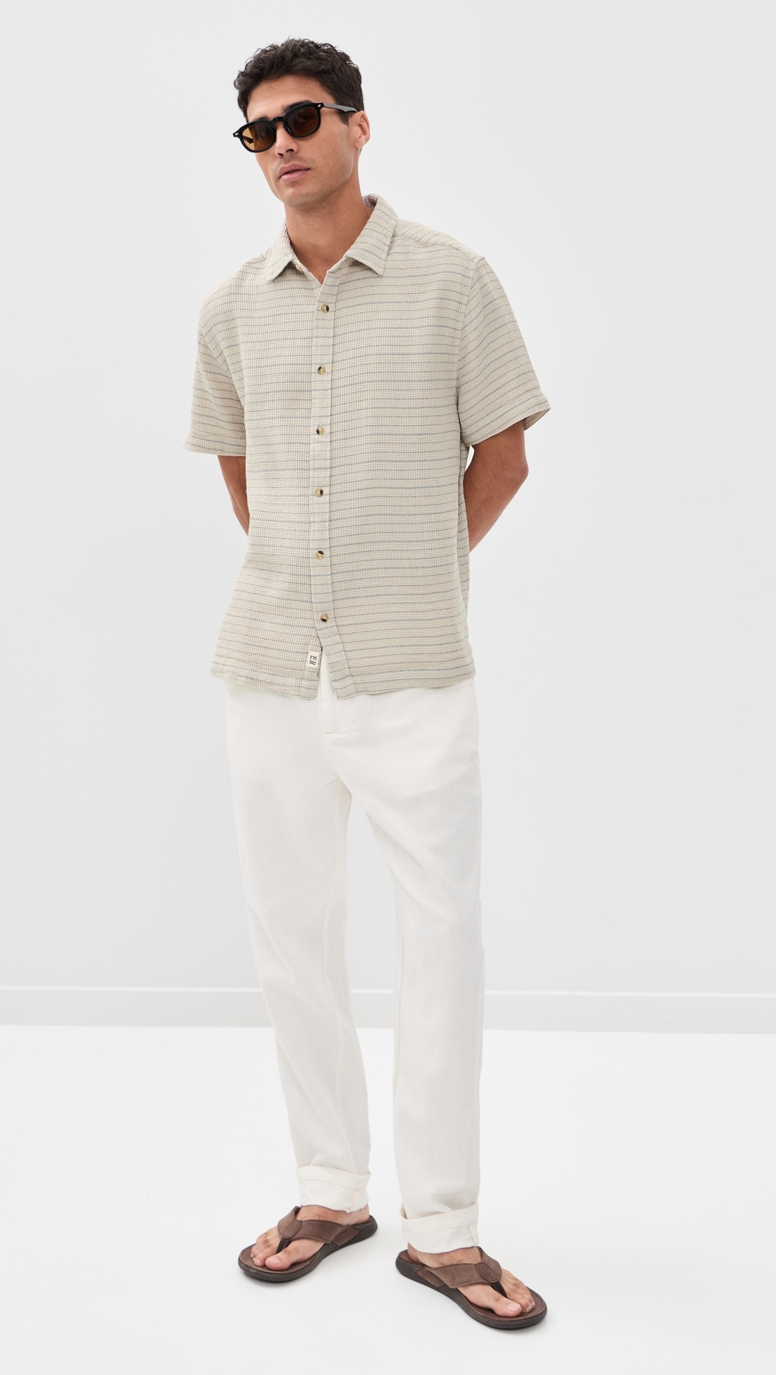 Oasis Textured Shirt Beachwood Stripe