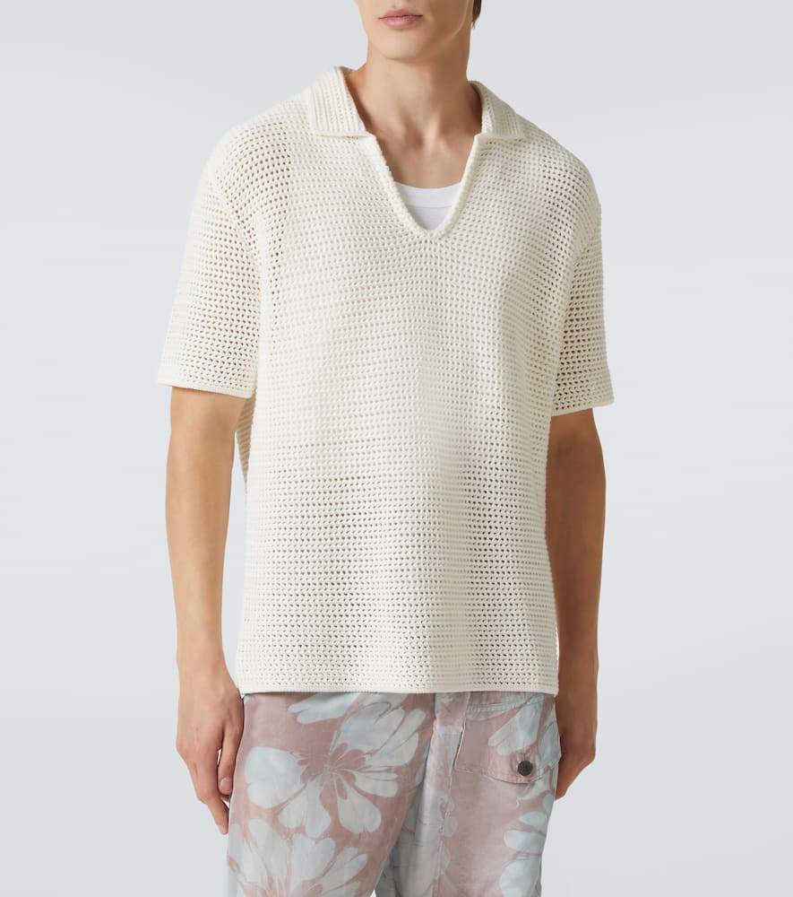 Batten crochet cotton polo shirt