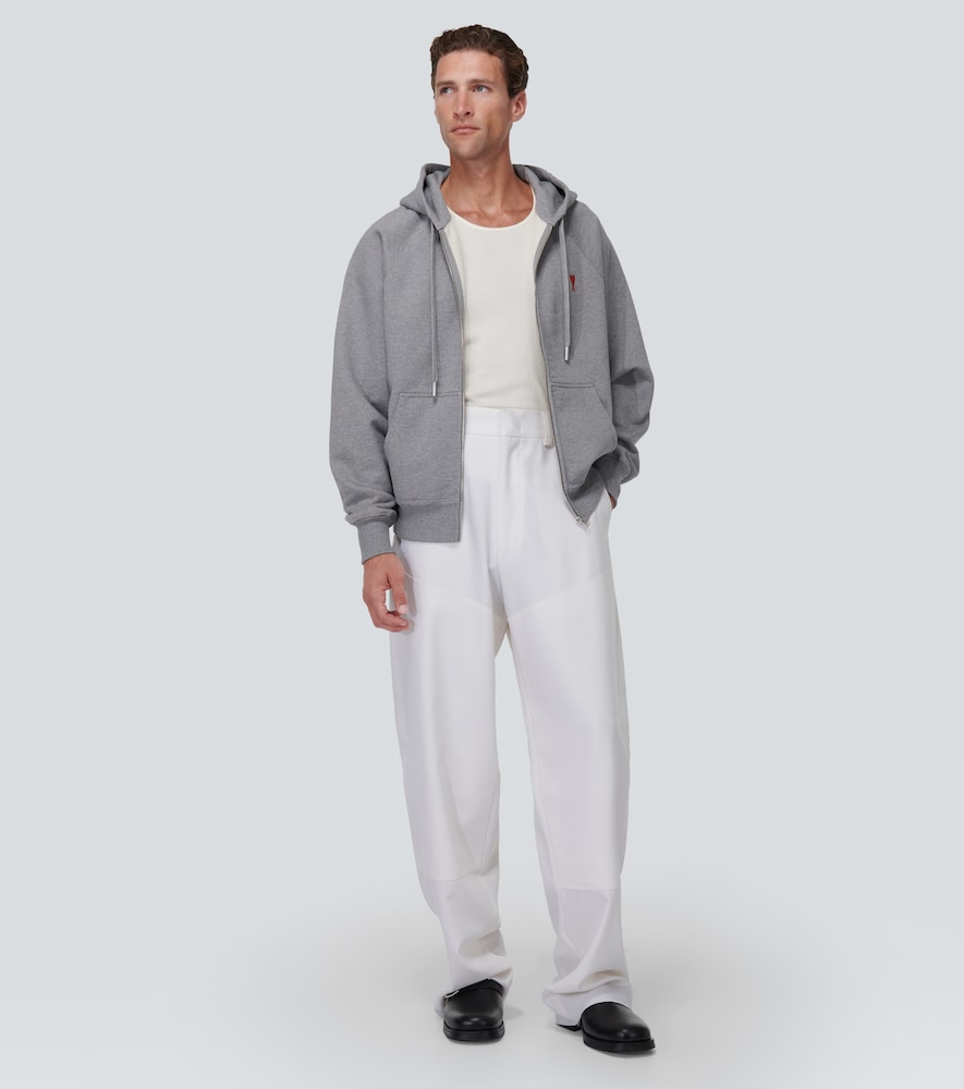 Ami Paris Ami De Caur cotton jersey zip-up hoodie