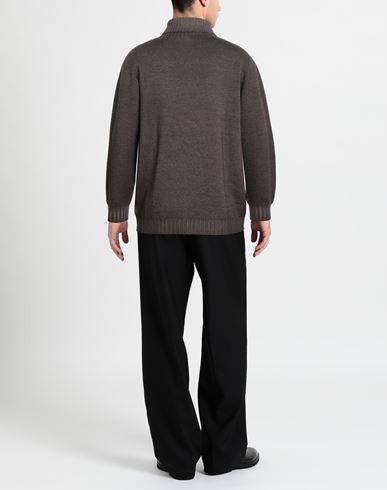 Man Turtleneck Dark brown Size 36 Merino Wool
