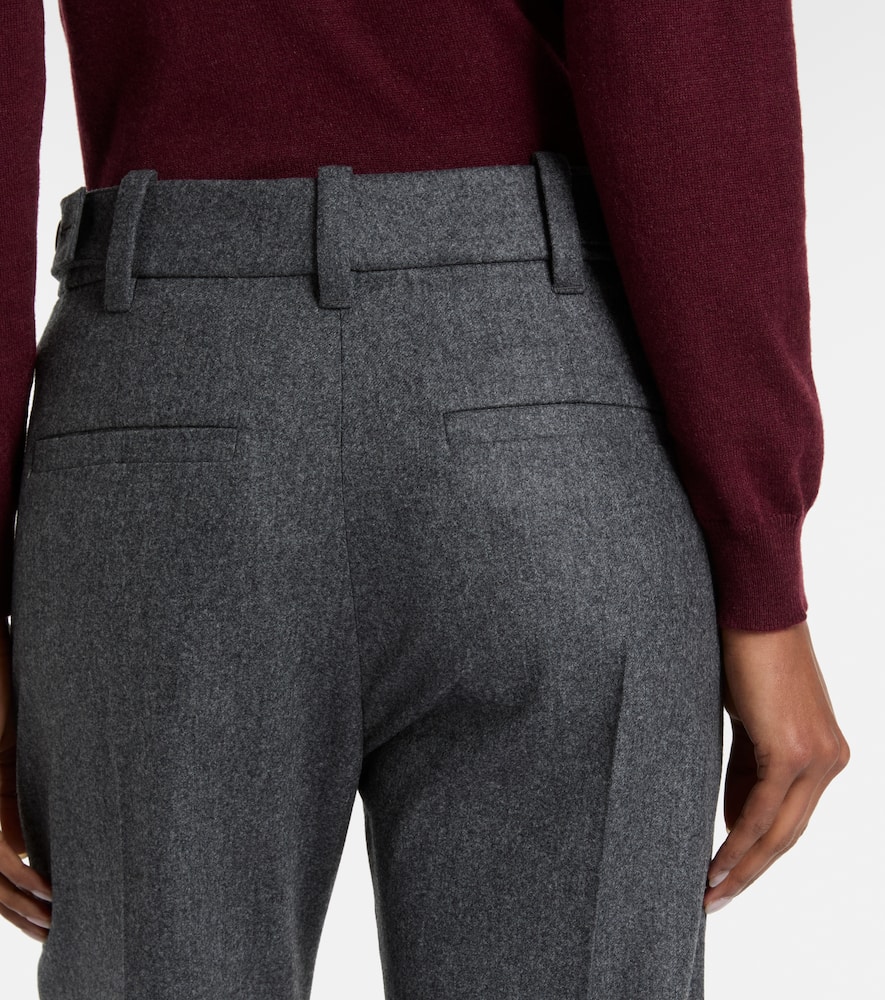 Pleated virgin wool straight pants