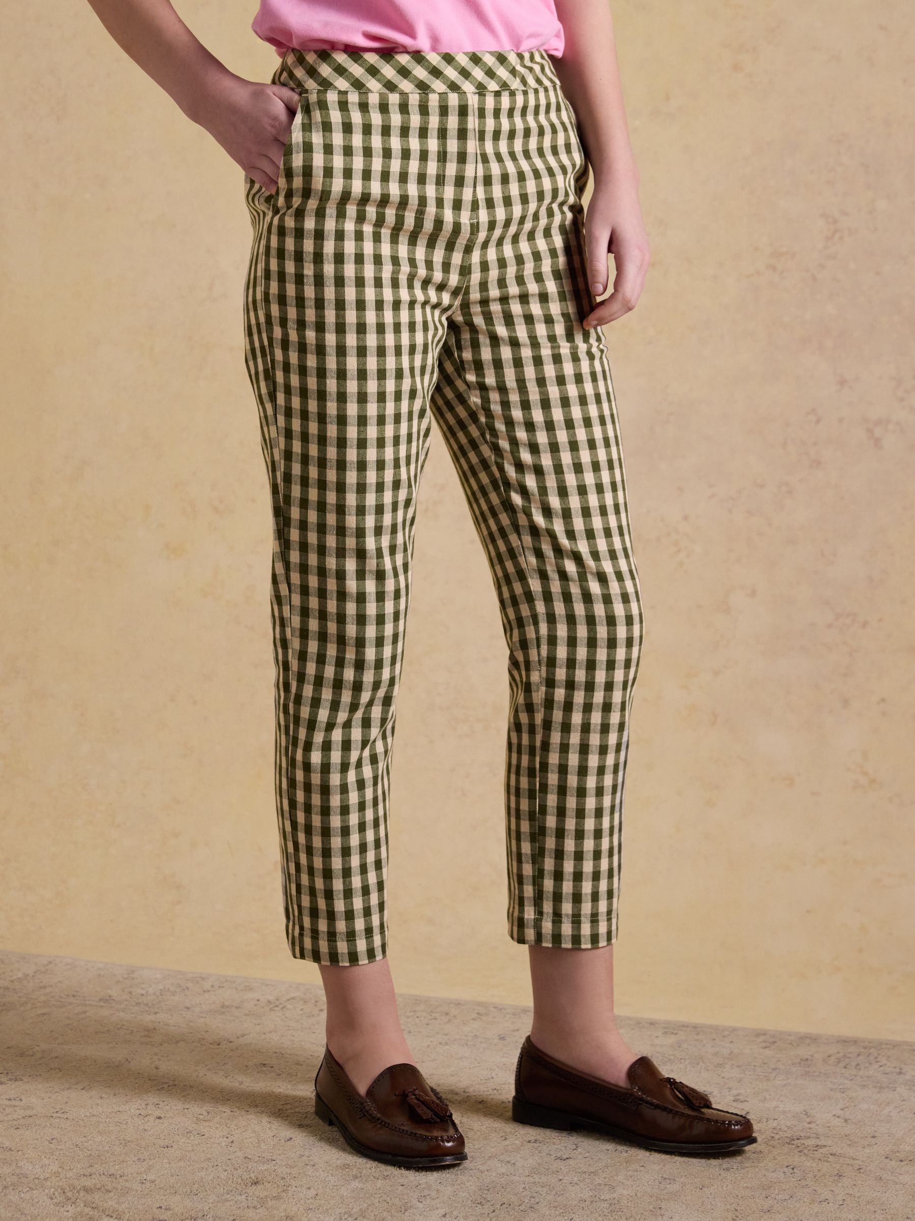 Green Ada Gingham Tailored Trousers