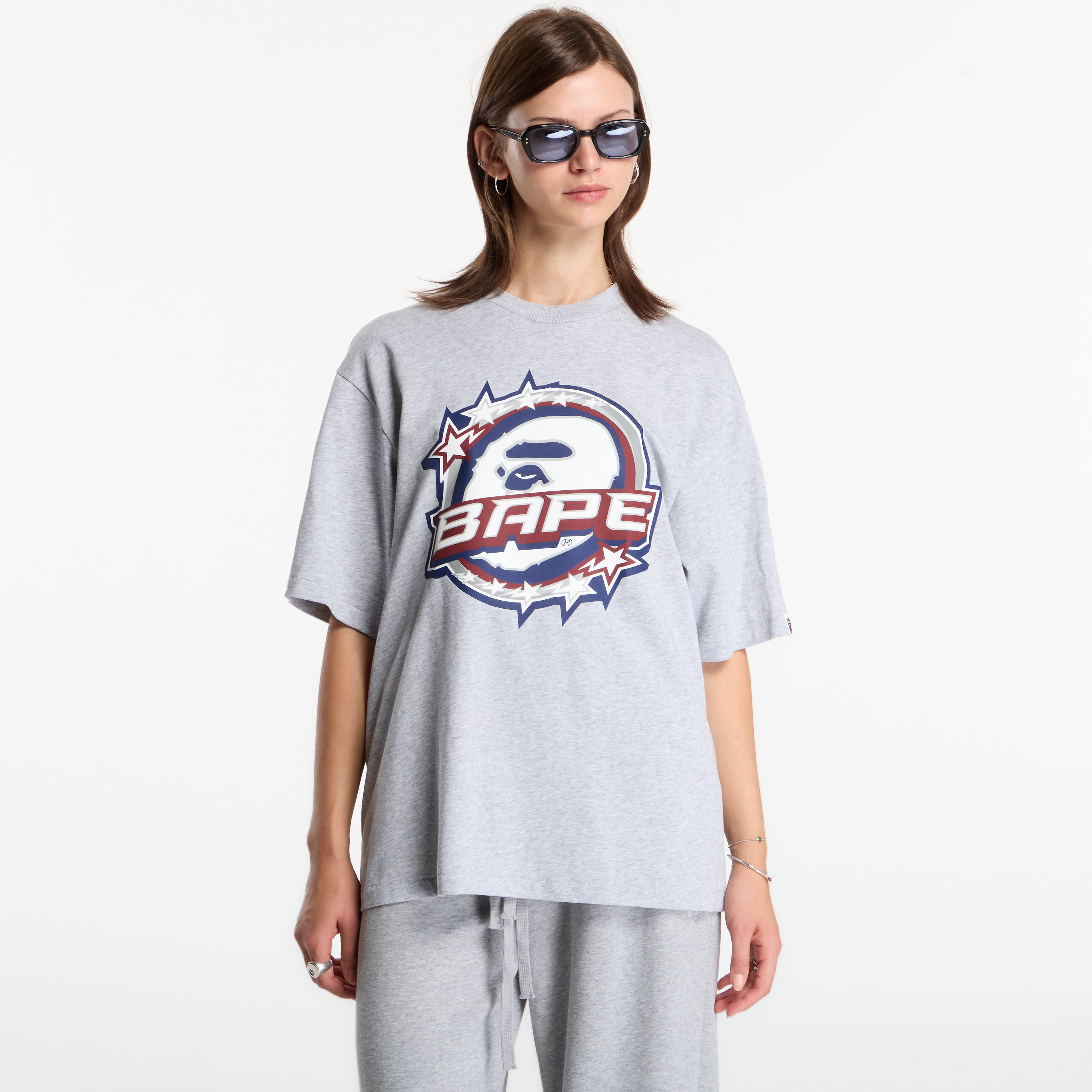 T-shirt A Bathing Ape Bape Twin Sta Logo Relaxed Fit Tee UNISEX Gray