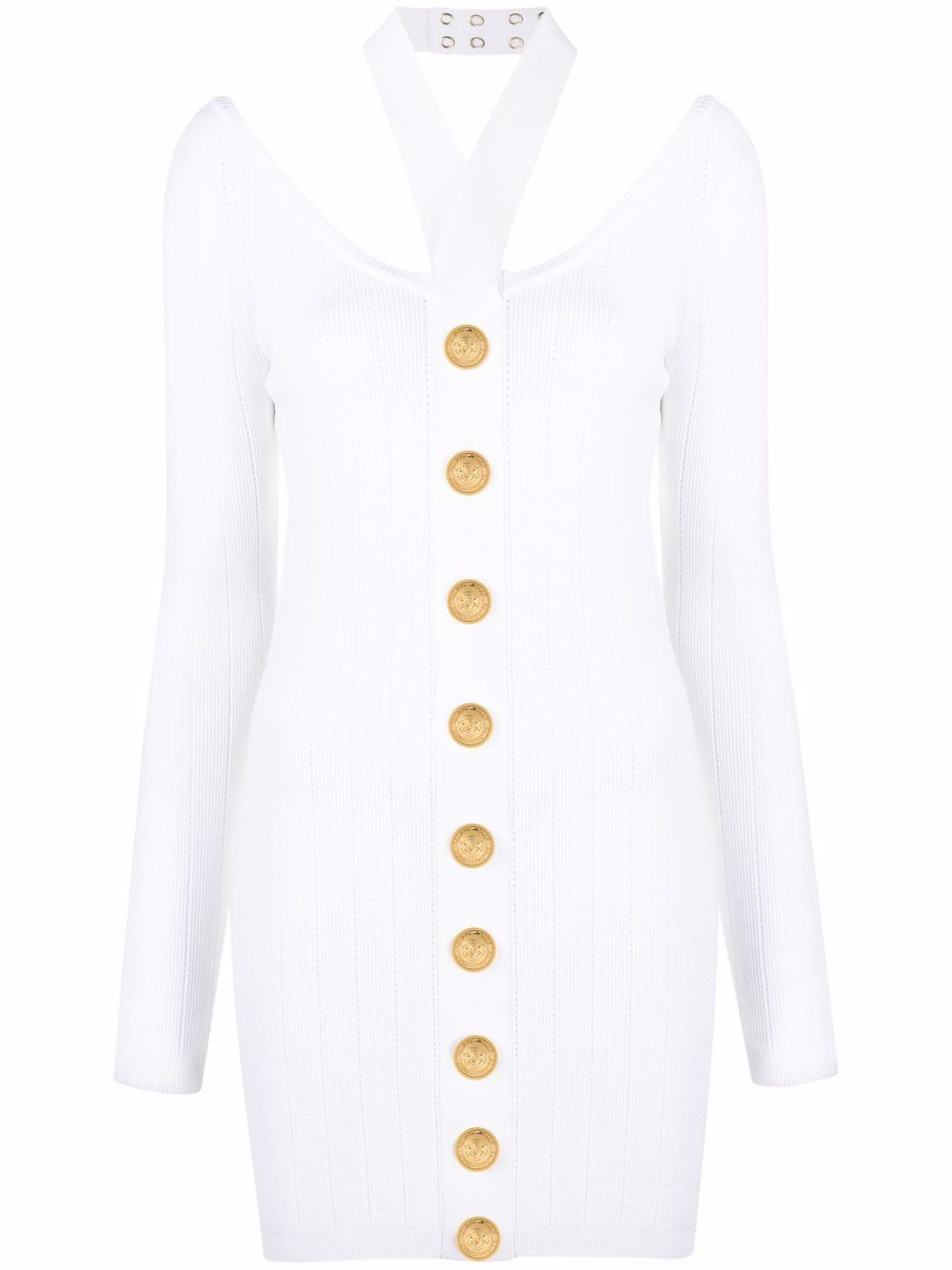 Backless knitted dress - White