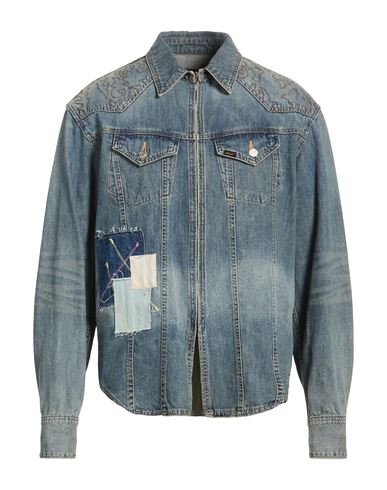 Man Denim outerwear Blue Size M Cotton