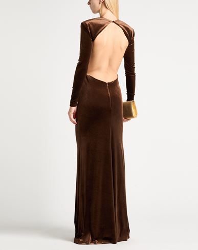 Woman Maxi dress Chocolate brown Size 6 PES