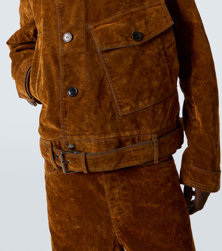 Vassel belted cotton biker jacket