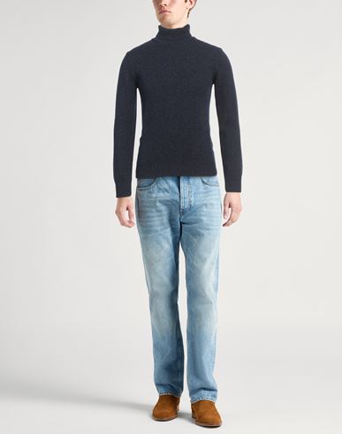 Barba Napoli Man Turtleneck Navy Size 42 Merino Wool, Viscose, Polyamide, Cashmere
