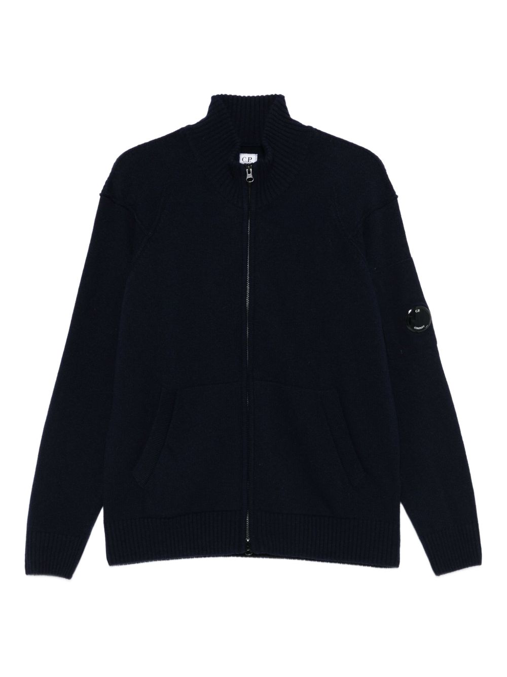 Wool Zip Cardigan — Navy
