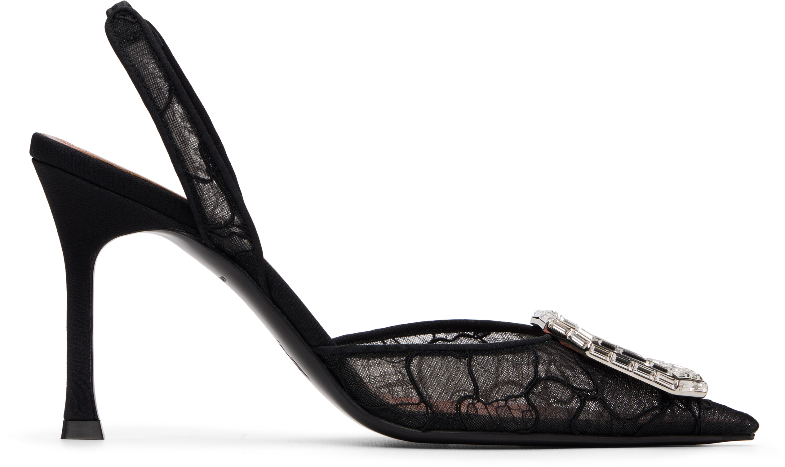 Black Camelia Lace Sling 90 Heels