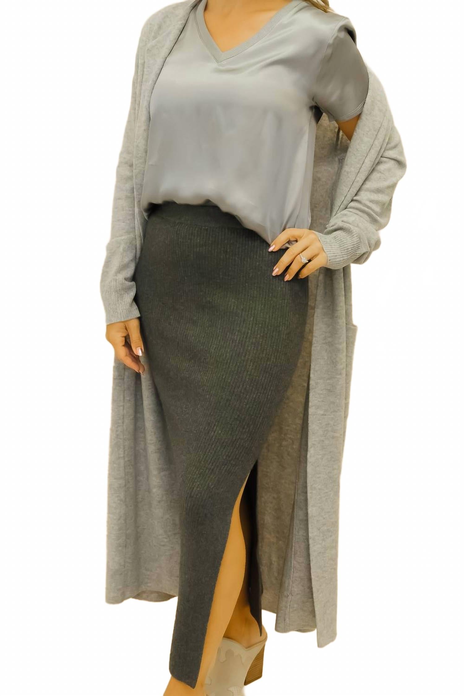 Vesta Long Cardigan In Heather Gray