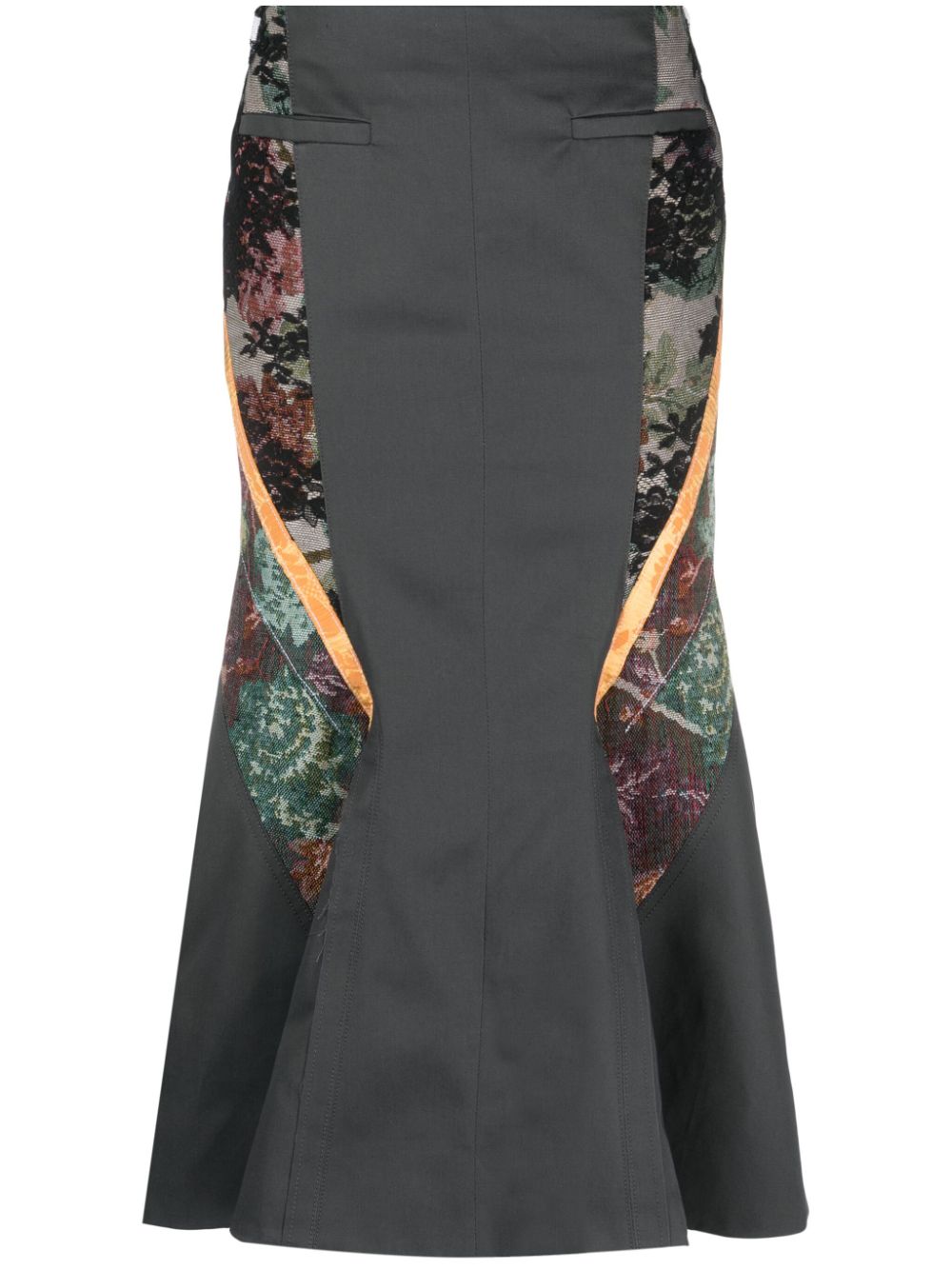 Regenerated Floral Tapestries flared skirt - Grey